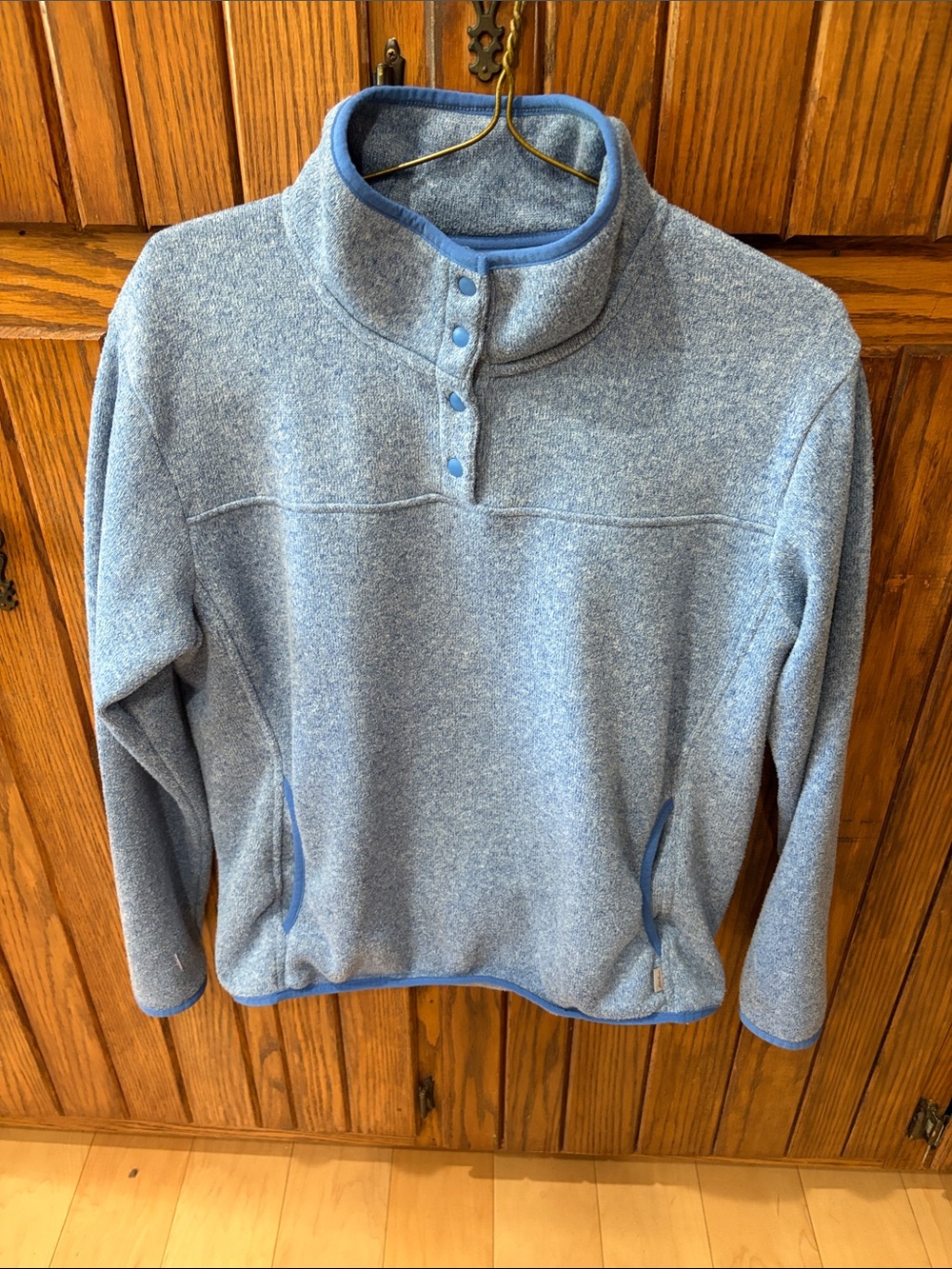 Eddie Bauer Light Blue stand up collar Quarter-Snap Fleece Pullover size XL
